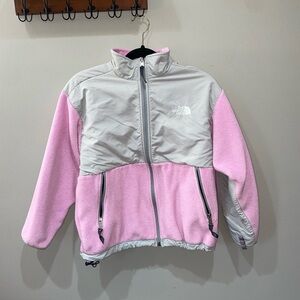 The North Face Denali Kids Pink and Gray Jacket